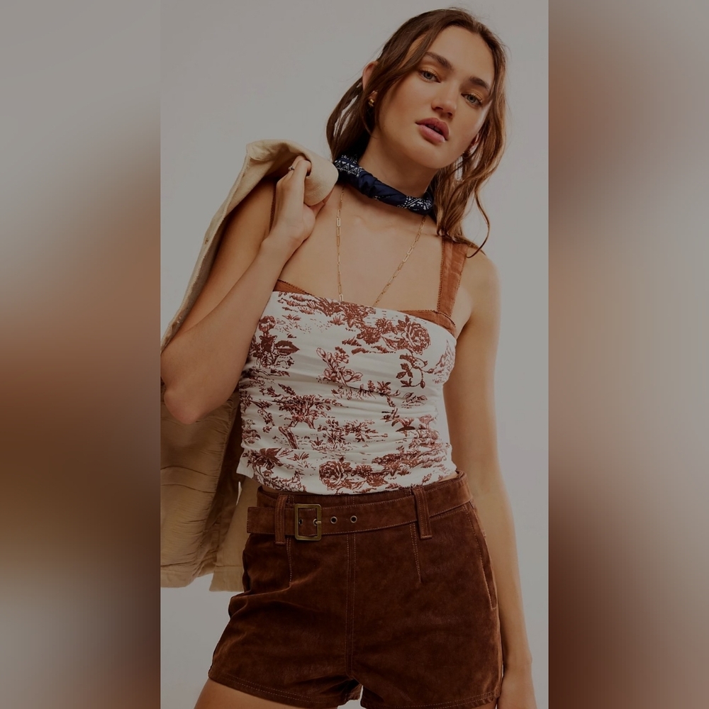 Free People Two-toned Printed Tank Size M NWOT